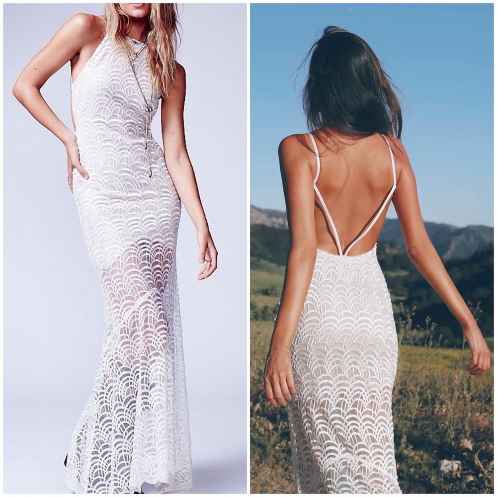 STONE COLD FOX STRAPPY LACE DRESS BRIDAL WEDDING HONEYMOON PHOTOSHOOT BACKLESS